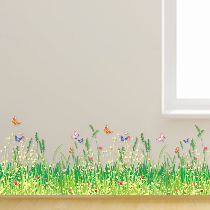 Decal trang trí chân tường Cỏ Bông Lau
