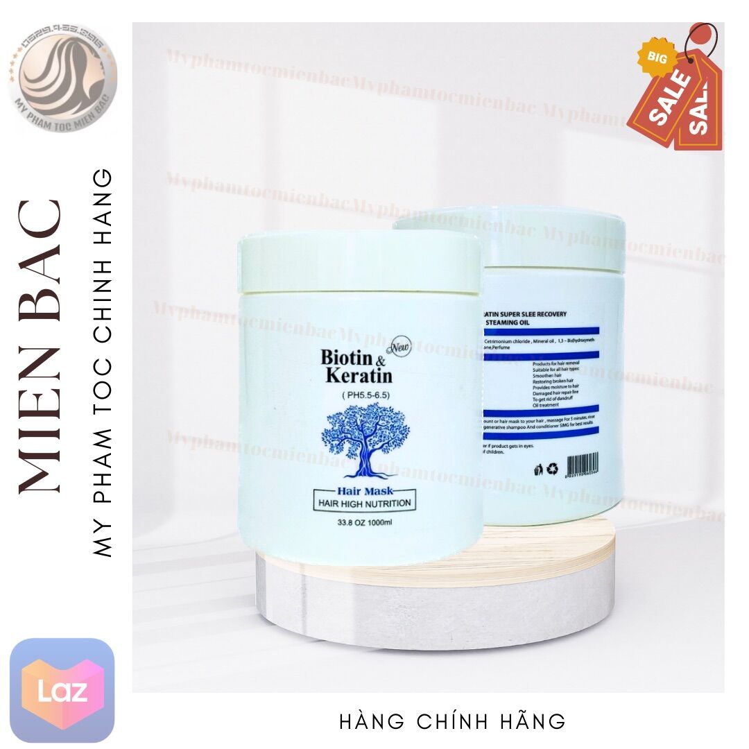Kem ủ tóc biotin keratin 1000ml hair mask mặt nạ tóc ủ hấp tóc cung cấp biotin keratin chăm sóc tóc tại nhà
