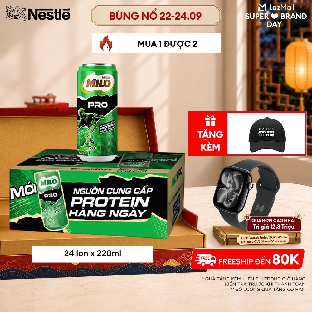 Thùng 24 Lon Sữa Lúa Mạch Nestle Milo Pro Lon 220ml