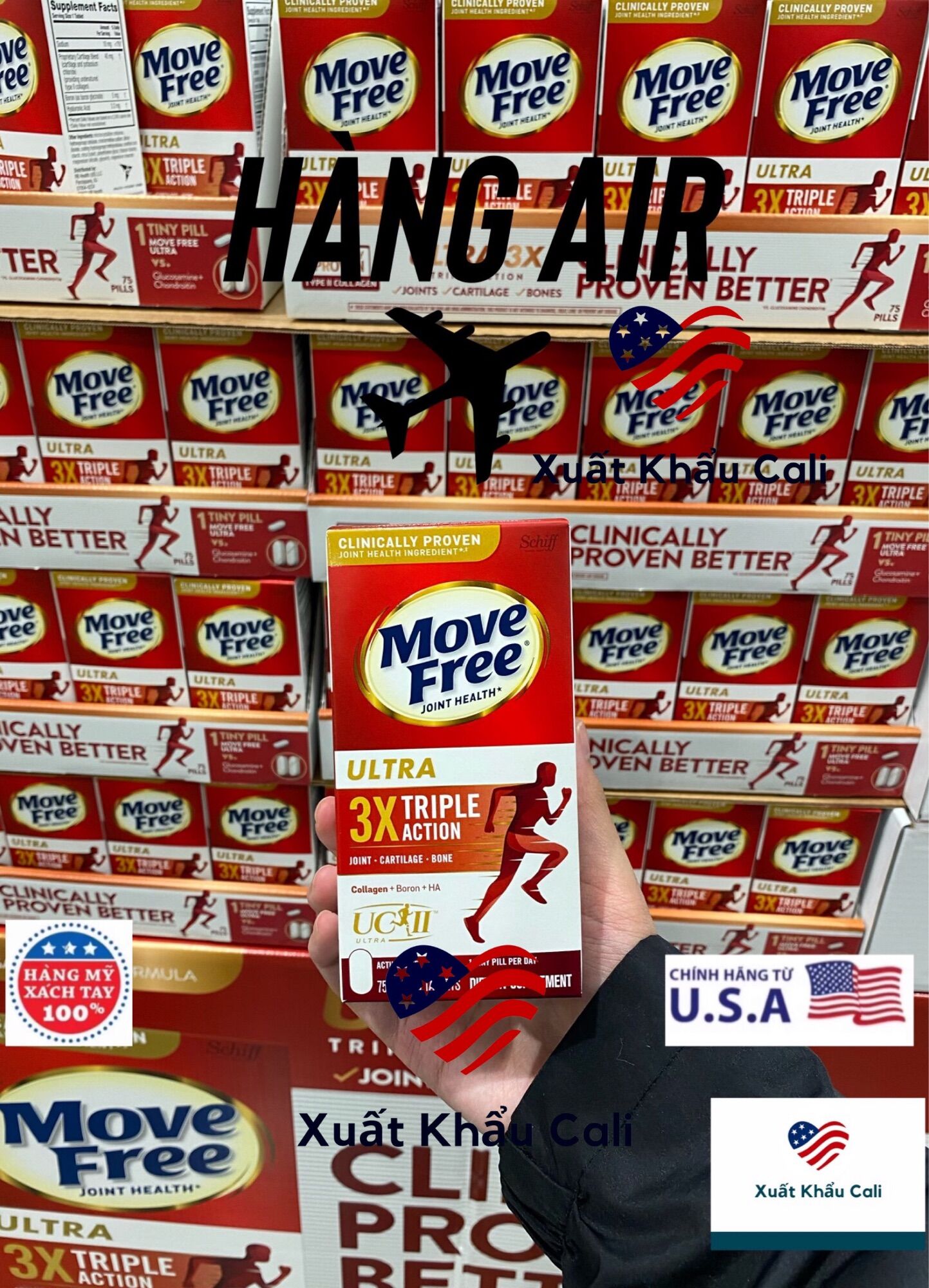 Move Free Joint Health Ultra 3x Triple Action - MẪU MỚI!! KHỚP, SỤN VÀ XƯƠNG hộp 75 viên