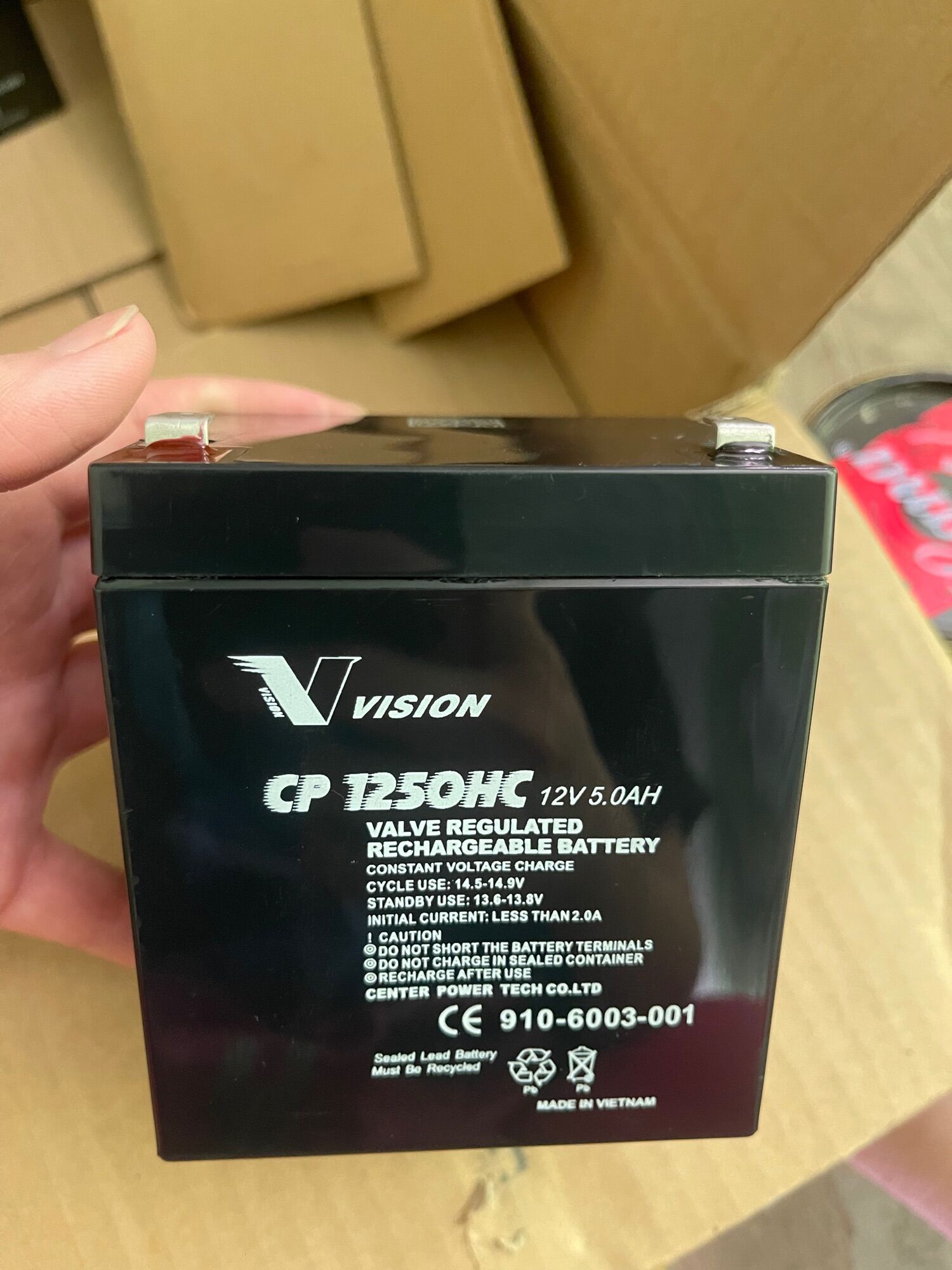 Ắc quy vision cp1250 12v 5ah . bảo hành 12 tháng