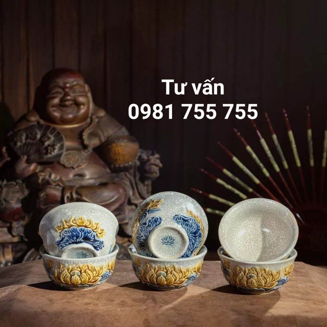 Bát cơm thờ men rạn nổi rồng, Gốm Sứ Bát tràng loại 1_Giá 1 chiếc