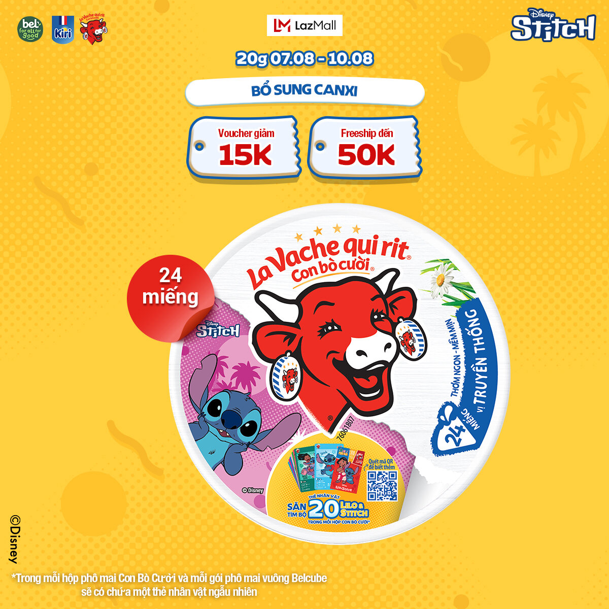 Phô mai Con Bò Cười VEG6 - 24 miếng (336G x 24)