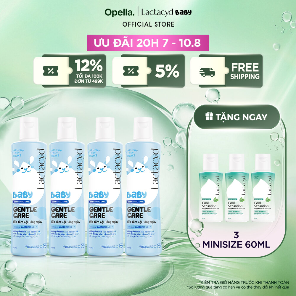 Bộ 4 Sữa Tắm Gội Trẻ Em Lactacyd Baby Gentle Care Bảo Vệ Dịu Nhẹ Cho Làn Da Nhạy Cảm 250ml/chai