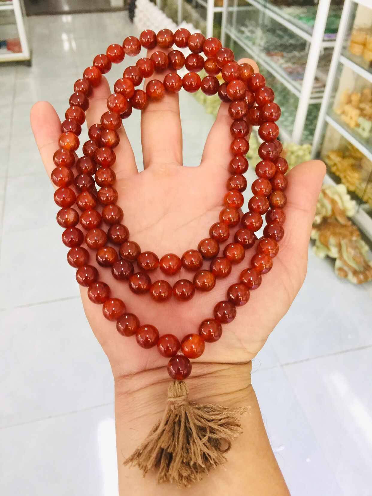 Chuỗi tràng hạt 108 hạt đá mã não vảy rồng 10li