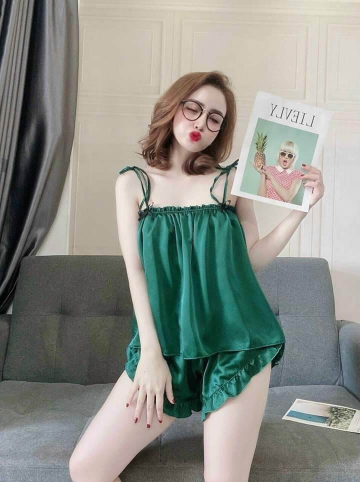 Bộ ngủ 2 dây satin lụa