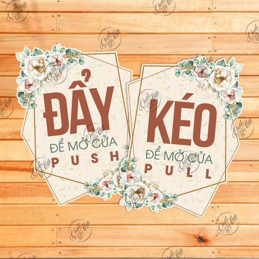 Set combo 2 biển báo "đẩy - kéo cửa ra vào pull - push, cửa kính