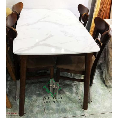 bộ bàn ăn mango giả đá 4 ghế 40*42cm