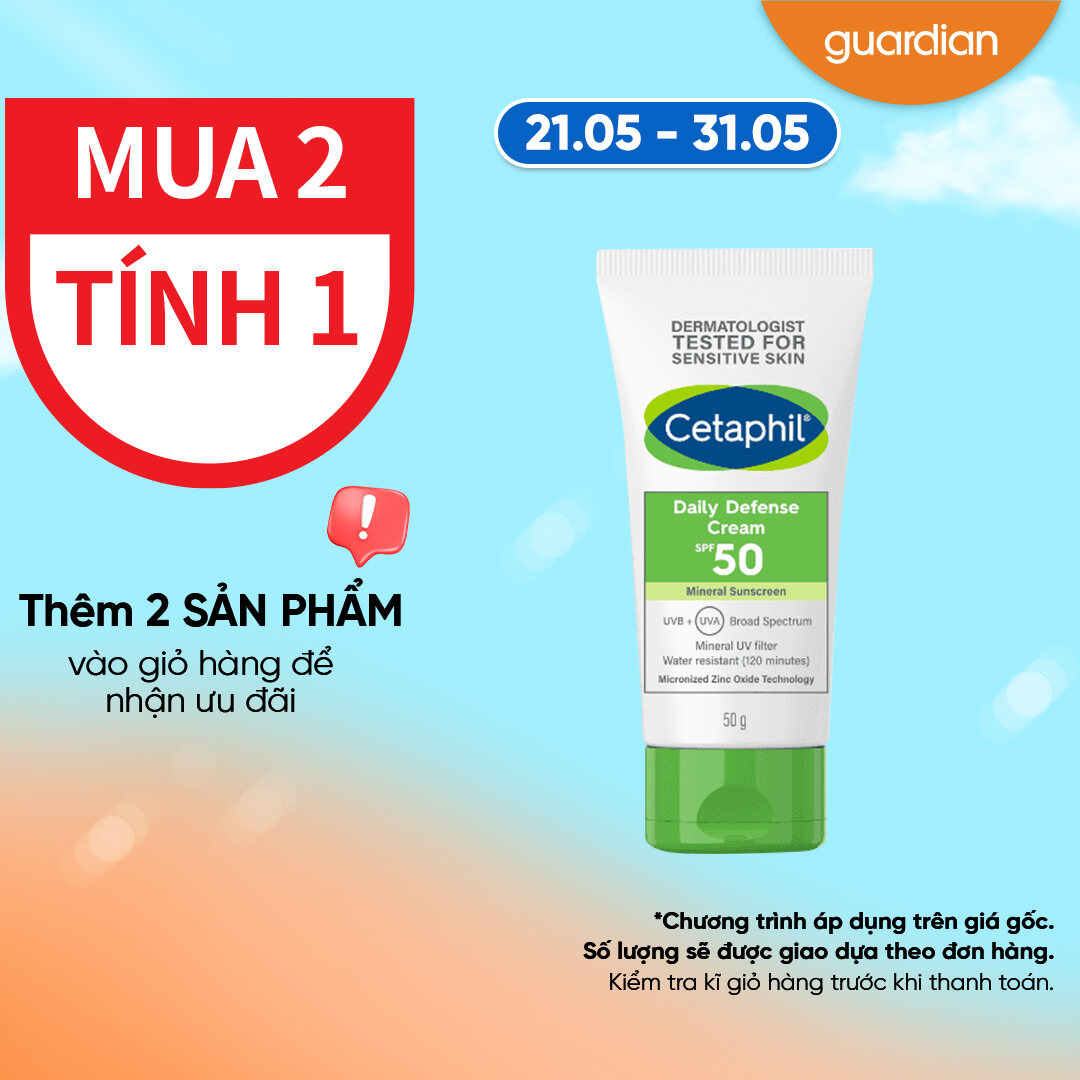 Kem Chống Nắng Dưỡng Ẩm Cho Da Nhạy Cảm Cetaphil Daily Defense SPF50 50g