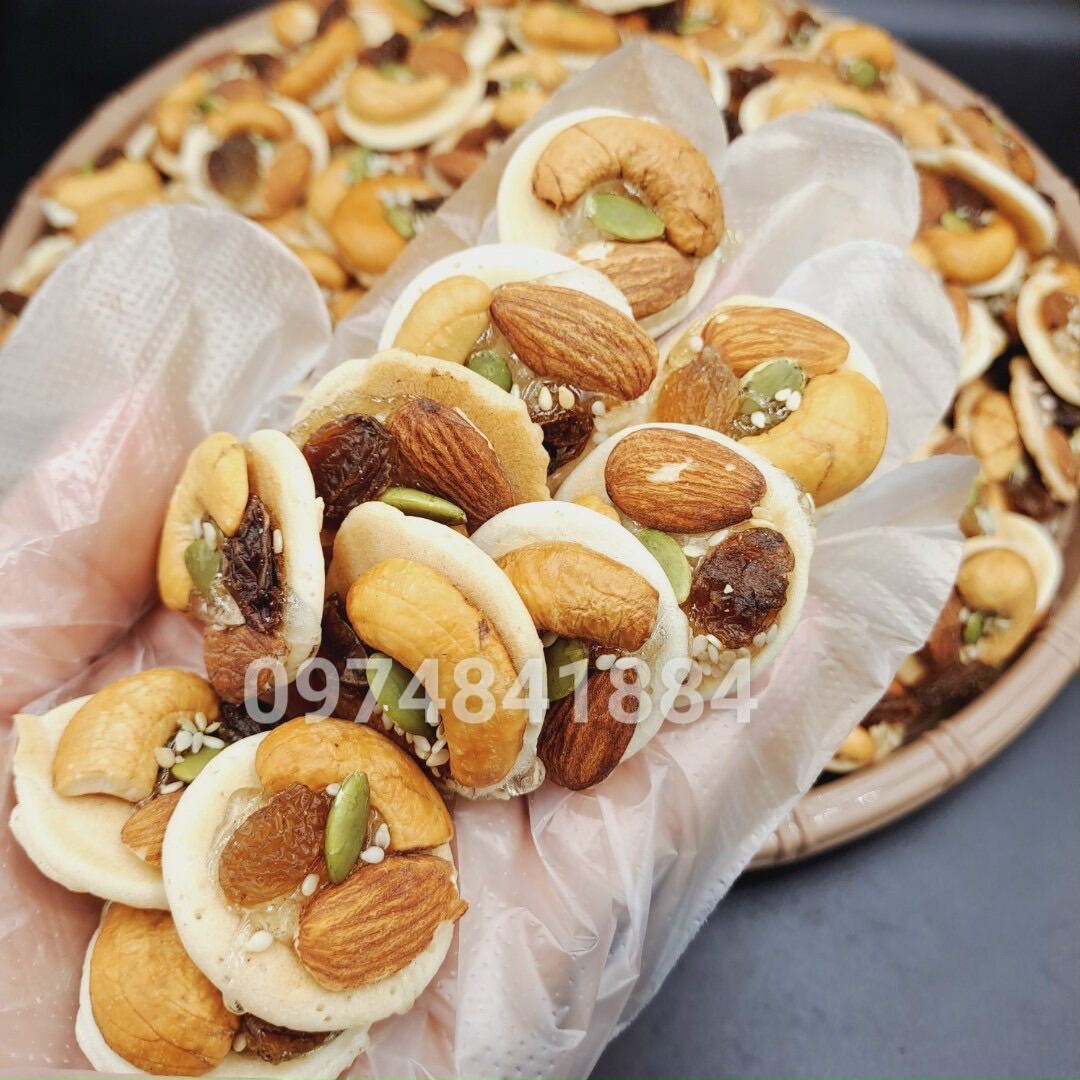 200g bánh đồng tiền mix các loại hạt (hạt điều hạnh nhân nho mè)- đồ ăn vặt - bách hóa online uy tín