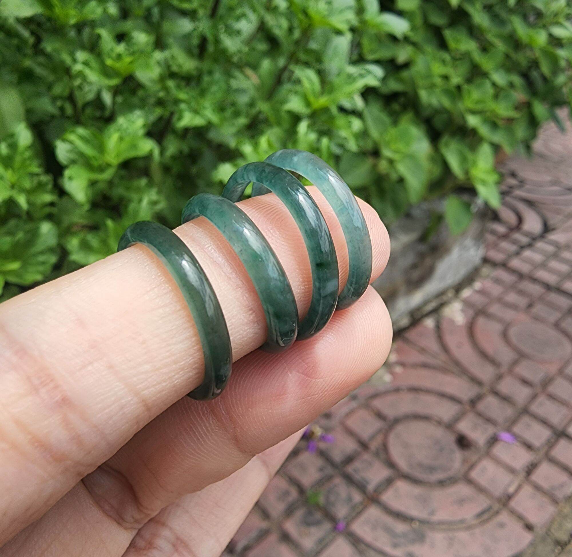 Nhẫn cẩm thạch lam băng bông tuyết