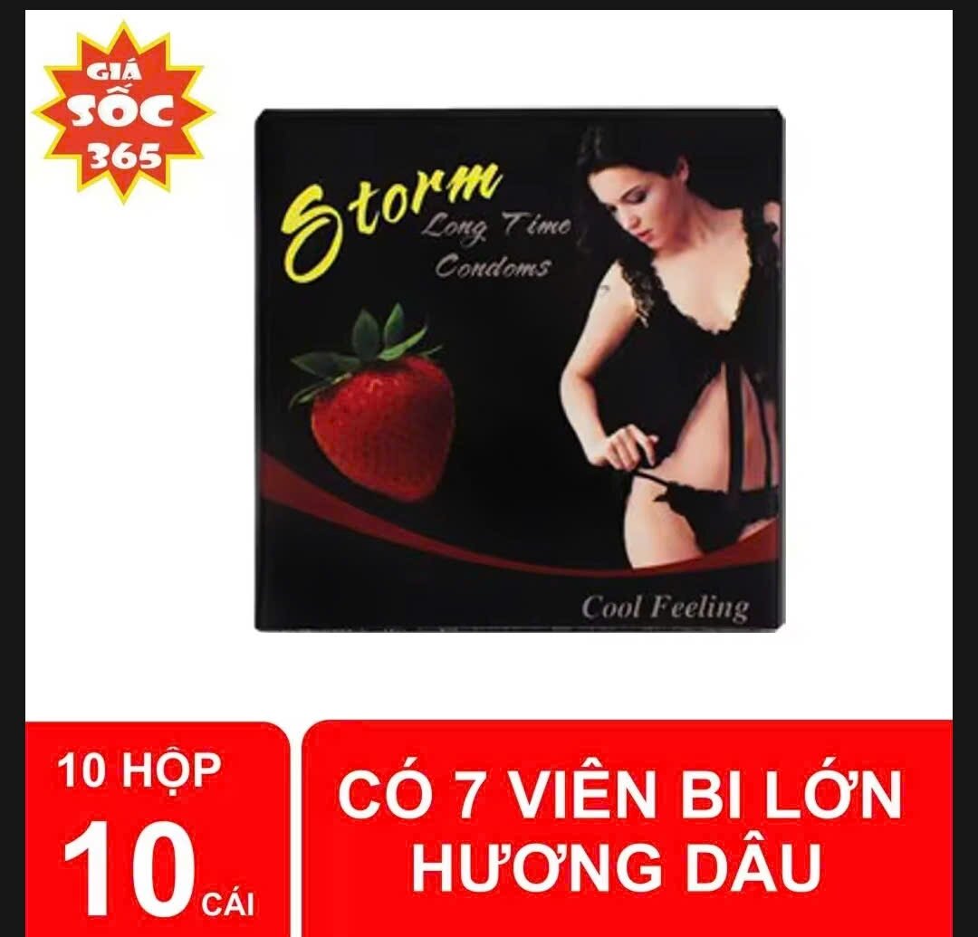 1 hộp 10 chiếc bao cao su Storm bi chính hãng