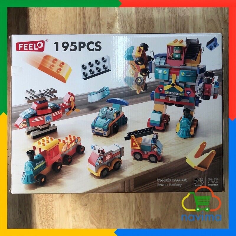 Xếp hình duplo feelo robot biến hình 195 chi tiết to dễ lắp ghép cho bé