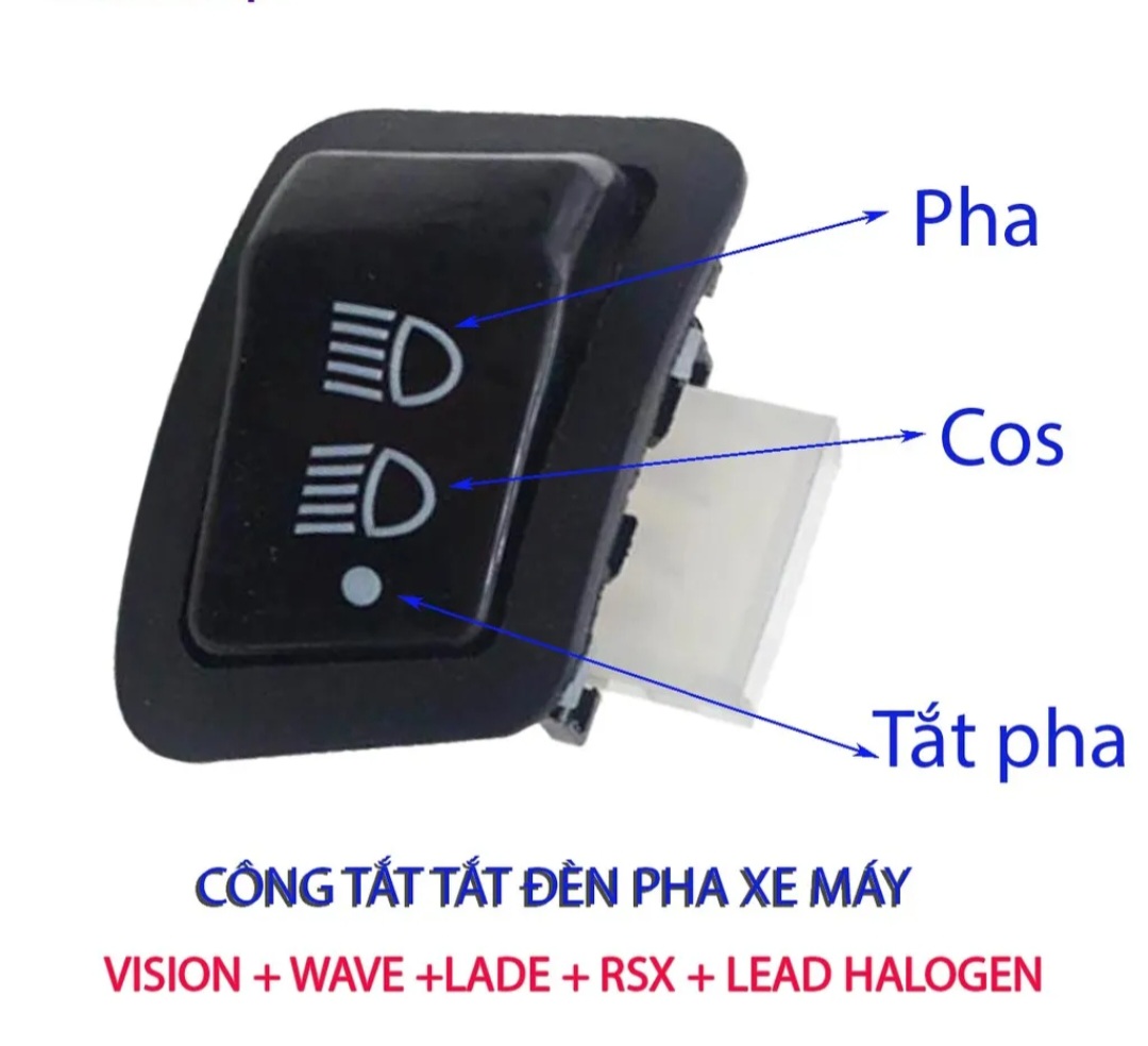Công tắc đèn xe máy, 3 chế độ Tắt/Mở Pha Cos cho xe wave a110, RSX, S110, Vision 2021, Lead đời mới ... Giá 49,000 Đồng*Miễn phí vận chuyển