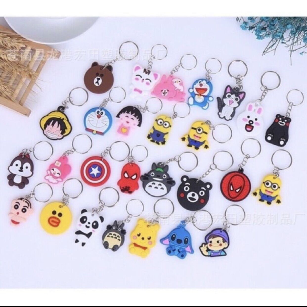 Combo 40 Móc Khoá Một Mặt Silicon Cute Dễ Thương Siêu Bền