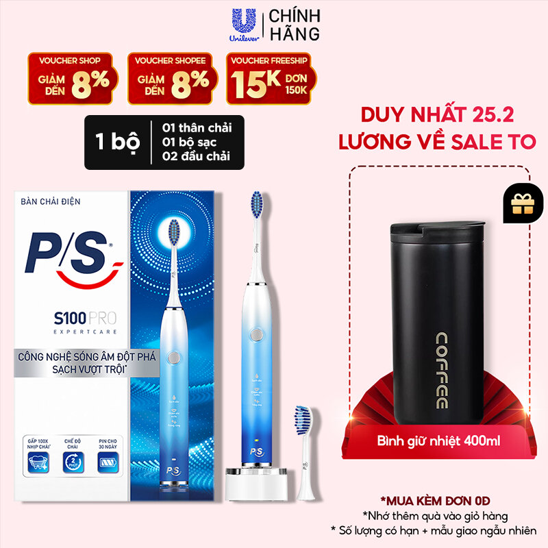 Bàn chải điện P/S S100 PRO công nghệ sóng âm.chải sạch mảng bám