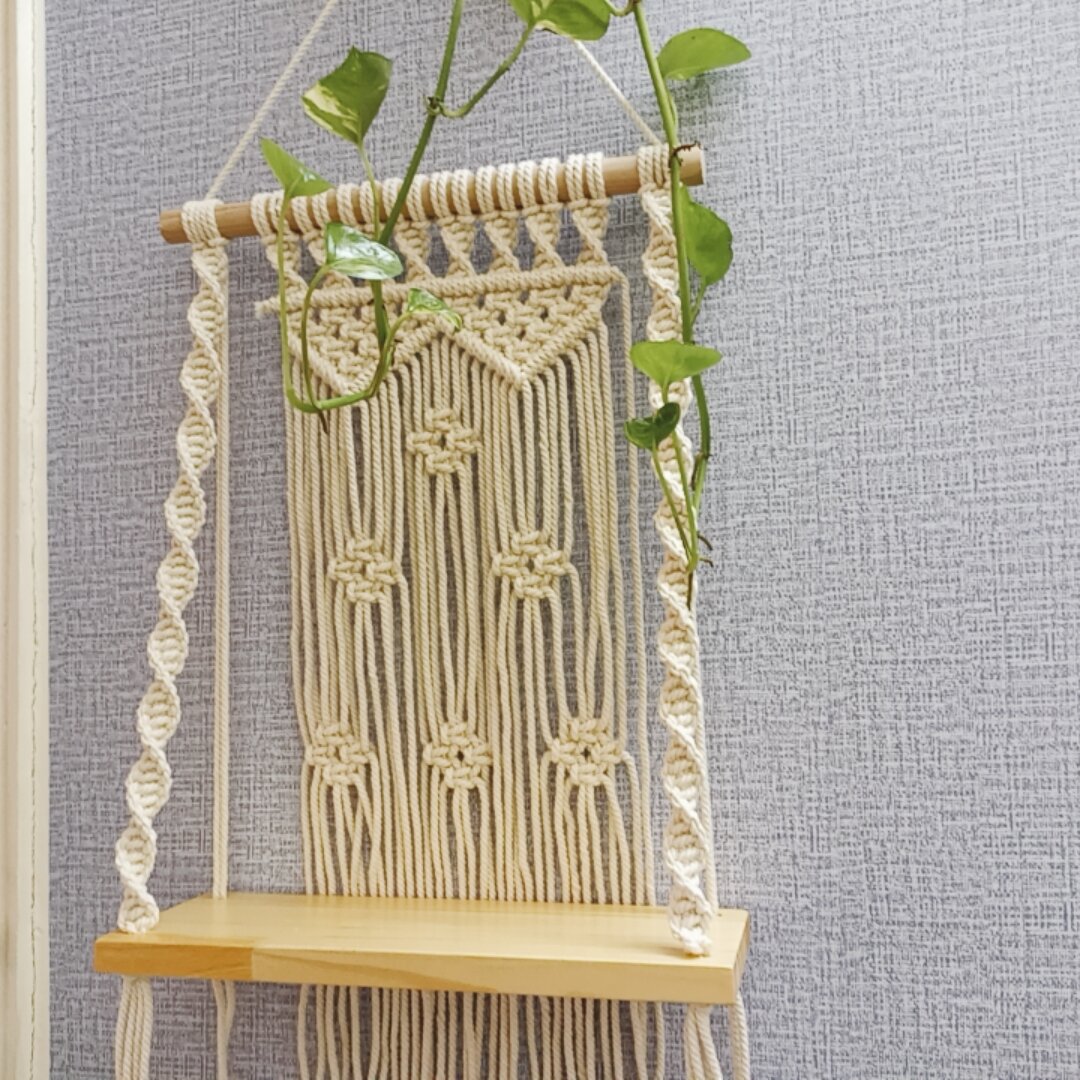 kệ gỗ trang trí dây treo tường tết macrame handmade