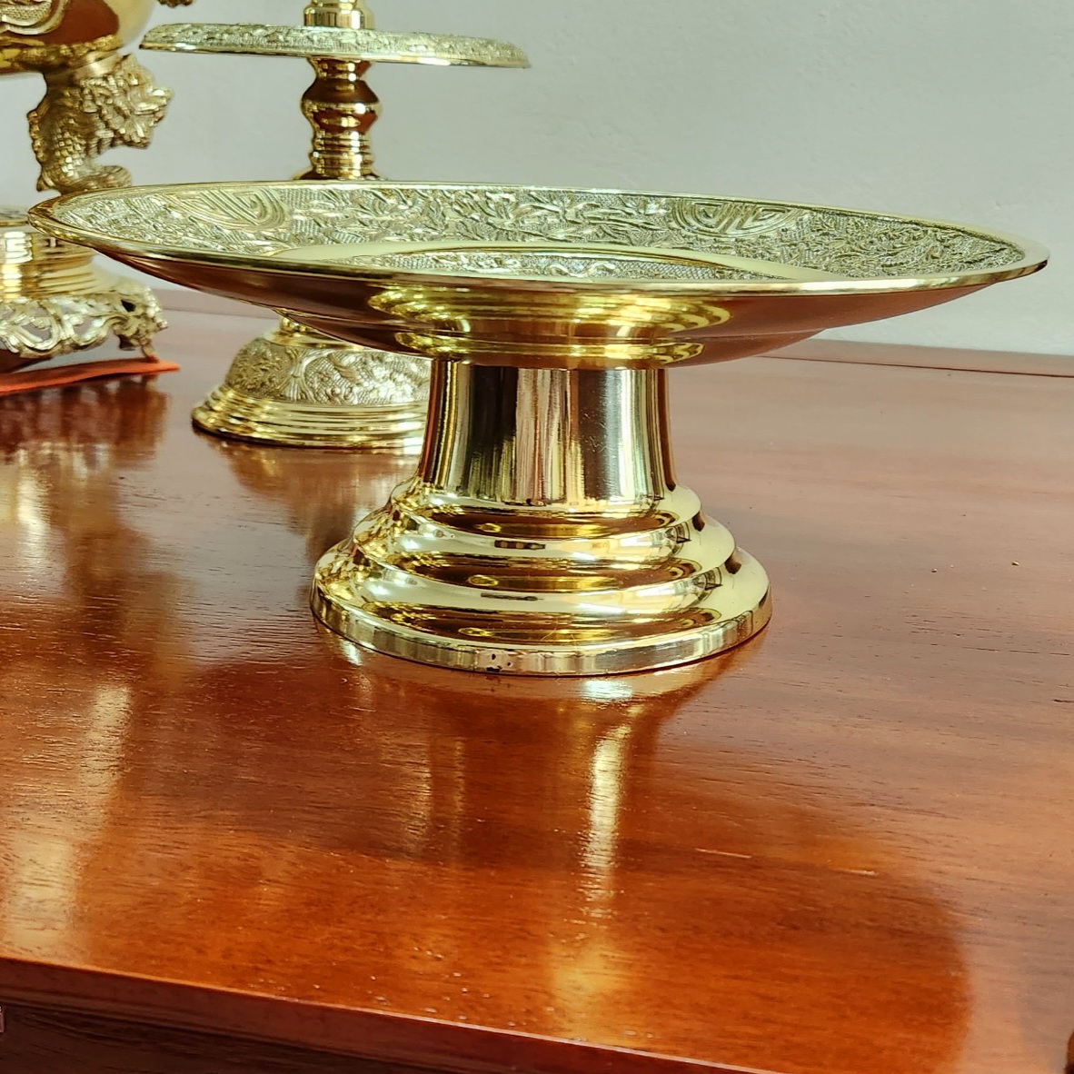 Mâm bồng- mâm quả đồng vàng 24cm MẪU MỚI