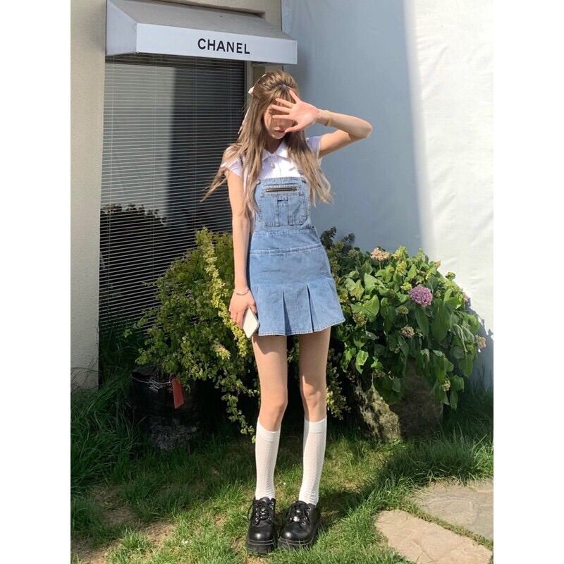 [ORDER] Váy yếm jeans xếp ly form xoè