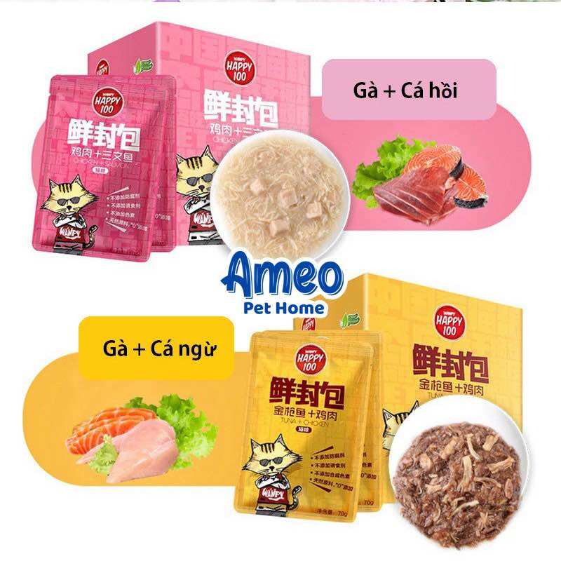 Pate mèo happy 100, pate wanpy 7 vị hấp dẫn