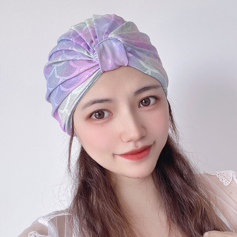 Mũ bơi mũ bơi thời trang trùm đầu cỡ lớn bảo vệ tai màu đen hàn quốc cho nữ tóc dài không thít đầu kiểu instagram