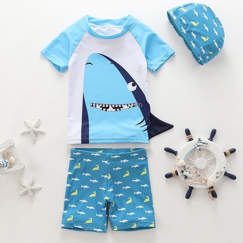 Set đồ bơi bé trai cá mập kèm nón felice house