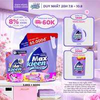 Combo Nước giặt xả MaxKleen Hương Nước Hoa Huyền Diệu: 1 Túi 3.8kg + 1 Túi 600g