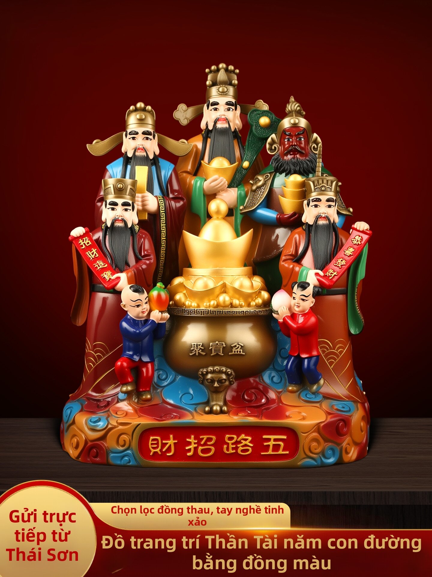 YISHUIGE | Five Deity Brass Statue Set for Worship and Decoration Giá 48,242,000 Đồng*Miễn phí vận chuyển