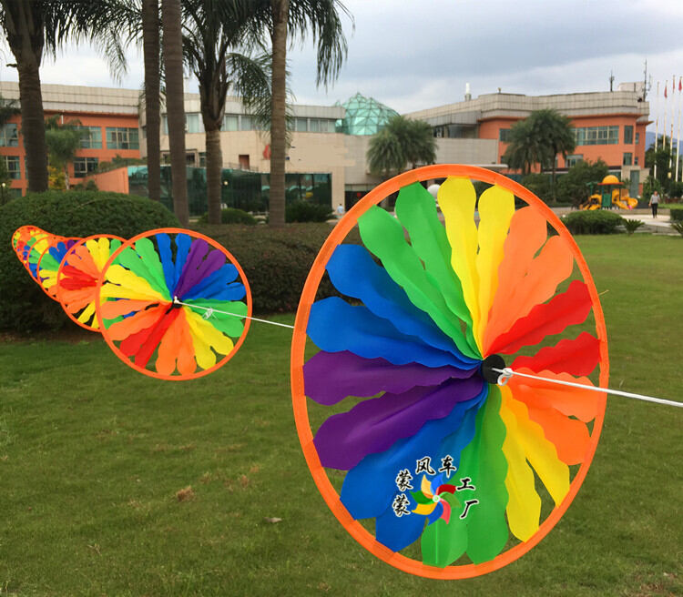 Kindergarten Outdoor Sun Protection Finished Windmill Decoration String Outdoor Rotating Plastic Colorful Flower Windmill