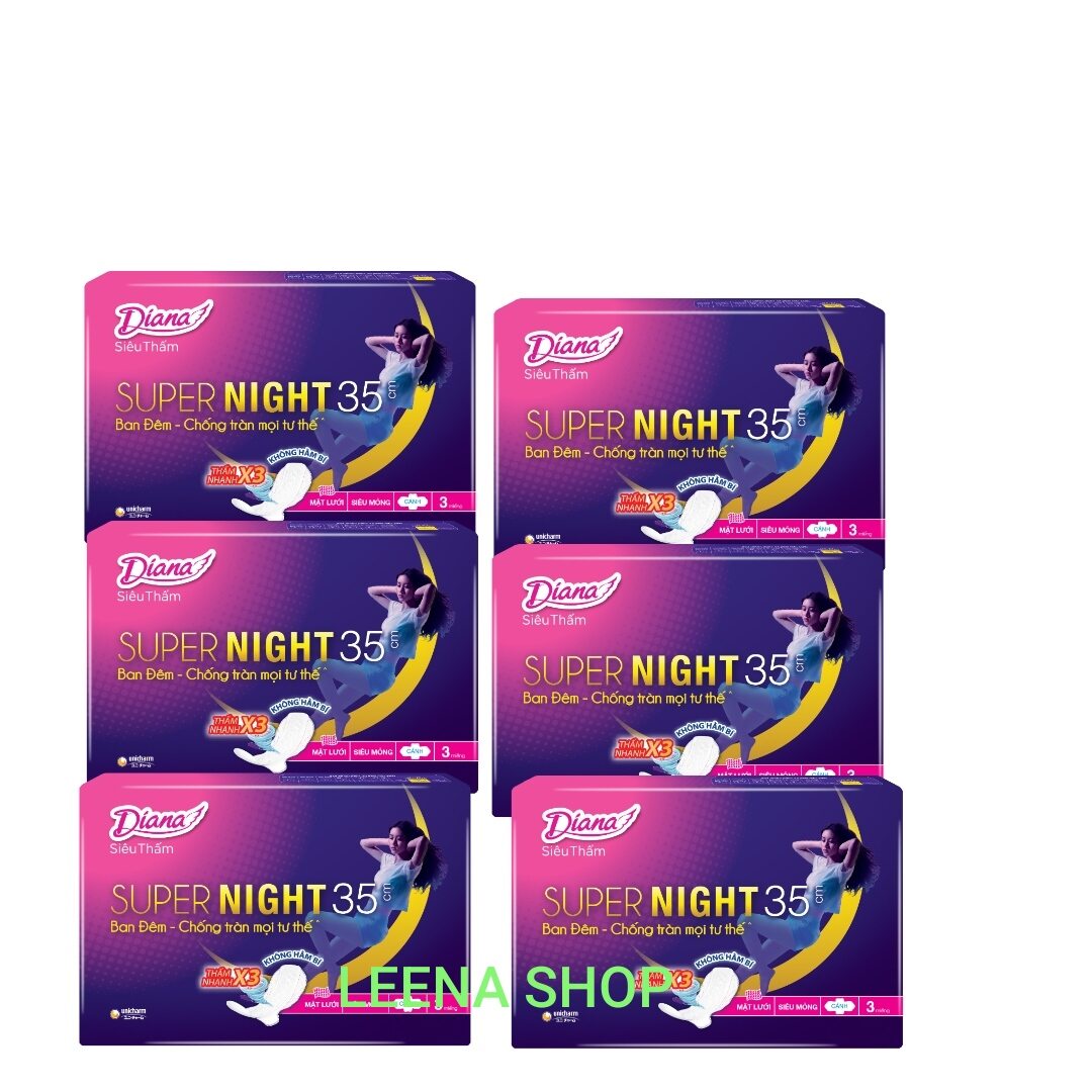 Combo 6 gói bvs diana siêu thấm đêm 35cm
