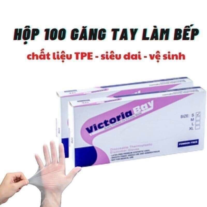 HỘP 100 GĂNG TAY NẤU ĂN VICTORYA BAY CHẤT LIỆU TPE SIÊU DAI