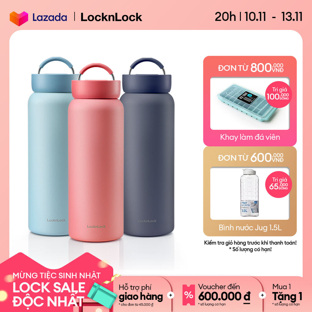 LHC4300 - Bình giữ nhiệt Lock&Lock Jumbo Tumbler 900ml - Có quai xách inox - Giữ nhiệt 24h - Dung tích lớn - Hàng chính hãng