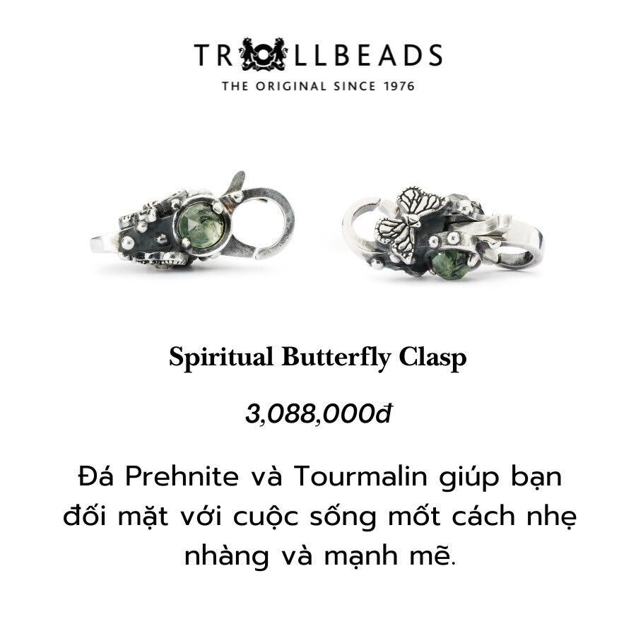 Trollbeads khóa bạc cao cấp spiritual butterfly clasp