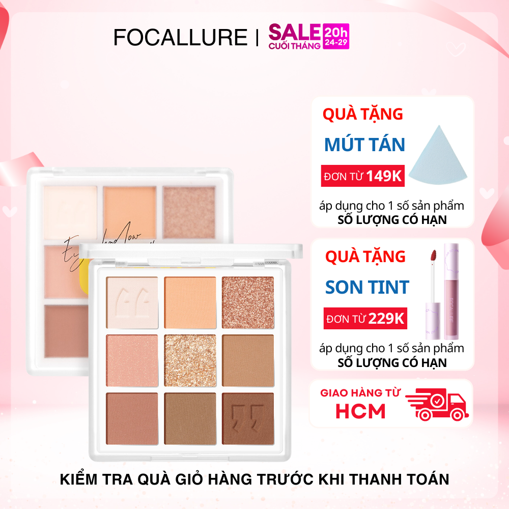 Focallure bảng phấn mắt 9 ô lâu trôi chống thấm nước 9g