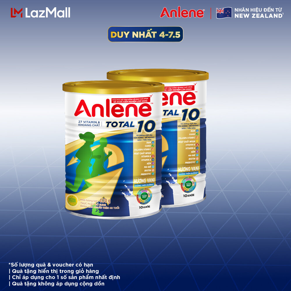 [Voucher giảm đến 26%]Combo 2 Sữa Bột Bổ Sung Dinh Dưỡng Anlene Total 10 Lon 400G