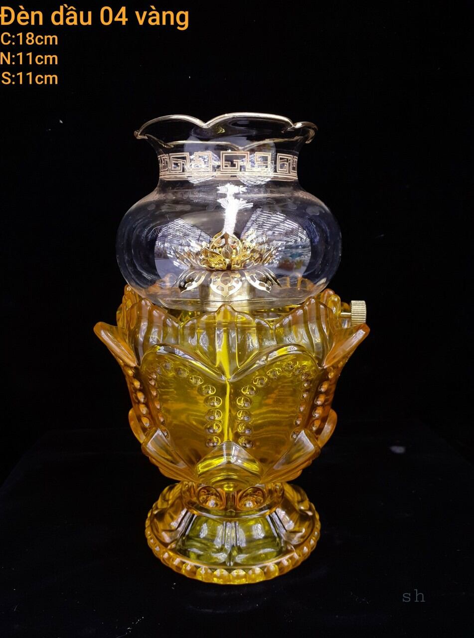 Đèn dầu thờ cúng phật/đèn dầu thủy tinh cao 17cm/ đèn đốt dầu Lưu ly tim sợi thủy tinh/ đèn dầu vam kết y hình
