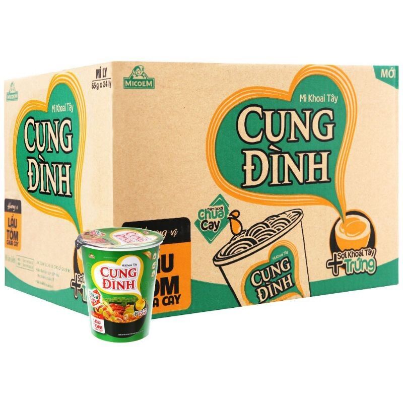 Combo 5 cups potato Cup Noodle with spicy sour shrimp hot pot has single time option for payment