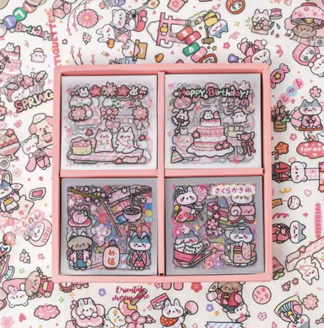 Sticker hộp 100 miếng Sakura cute