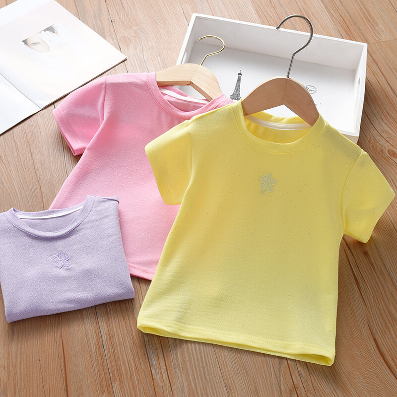 Áo Thun Em Bé Áo Mặc Trong 2022 Cotton Mùa Hè Áo Bé Gái Mẫu Mỏng Tay Lỡ