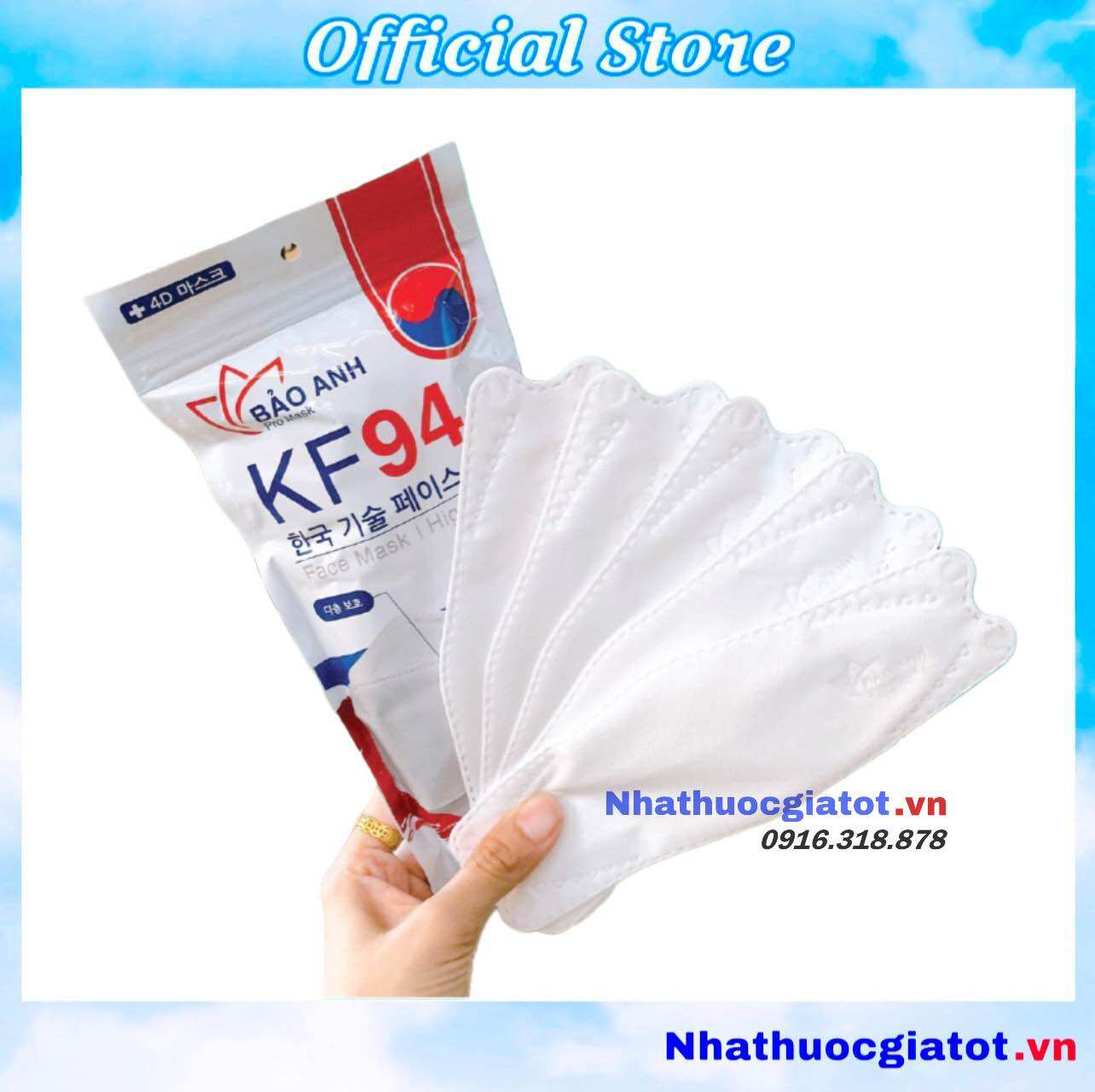 Khẩu trang 4d kf94 bảo anh túi 10 cái