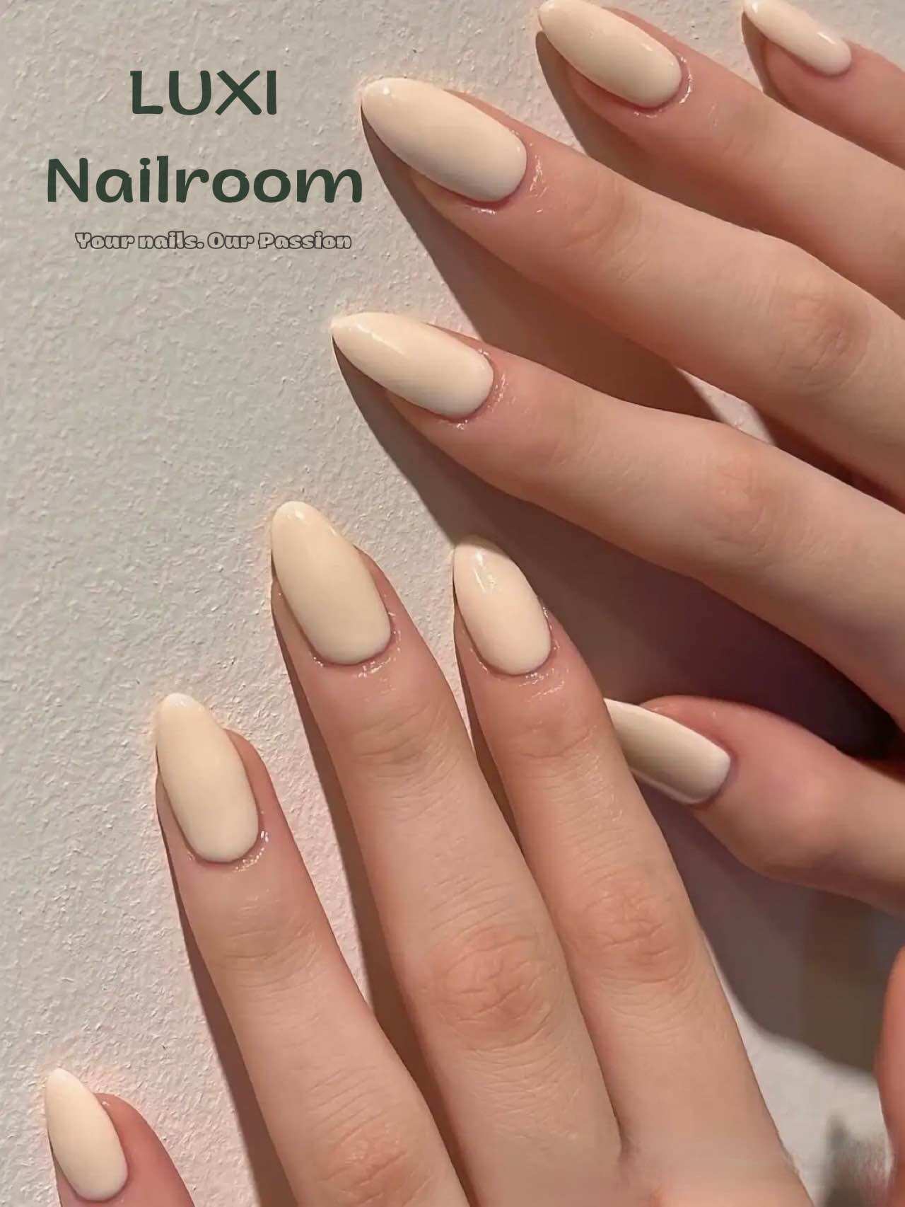 Nailbox - móng úp thiết kế mẫu sơn trơn màu trắng sữa