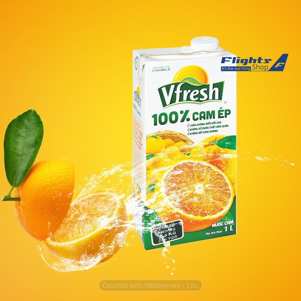 Nước cam ép VFresh nguyên chất 1 lít sản phẩm dùng trên máy bay các hãng hàng không