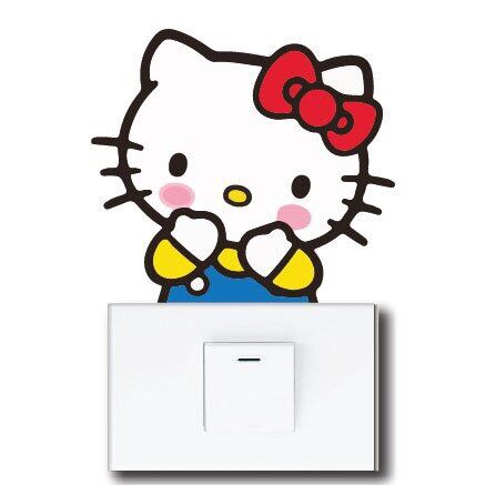 Combo 2 miếng Decal dán ổ điện hình Hello Kitty dễ thương (chọn ngẫu nhiên)