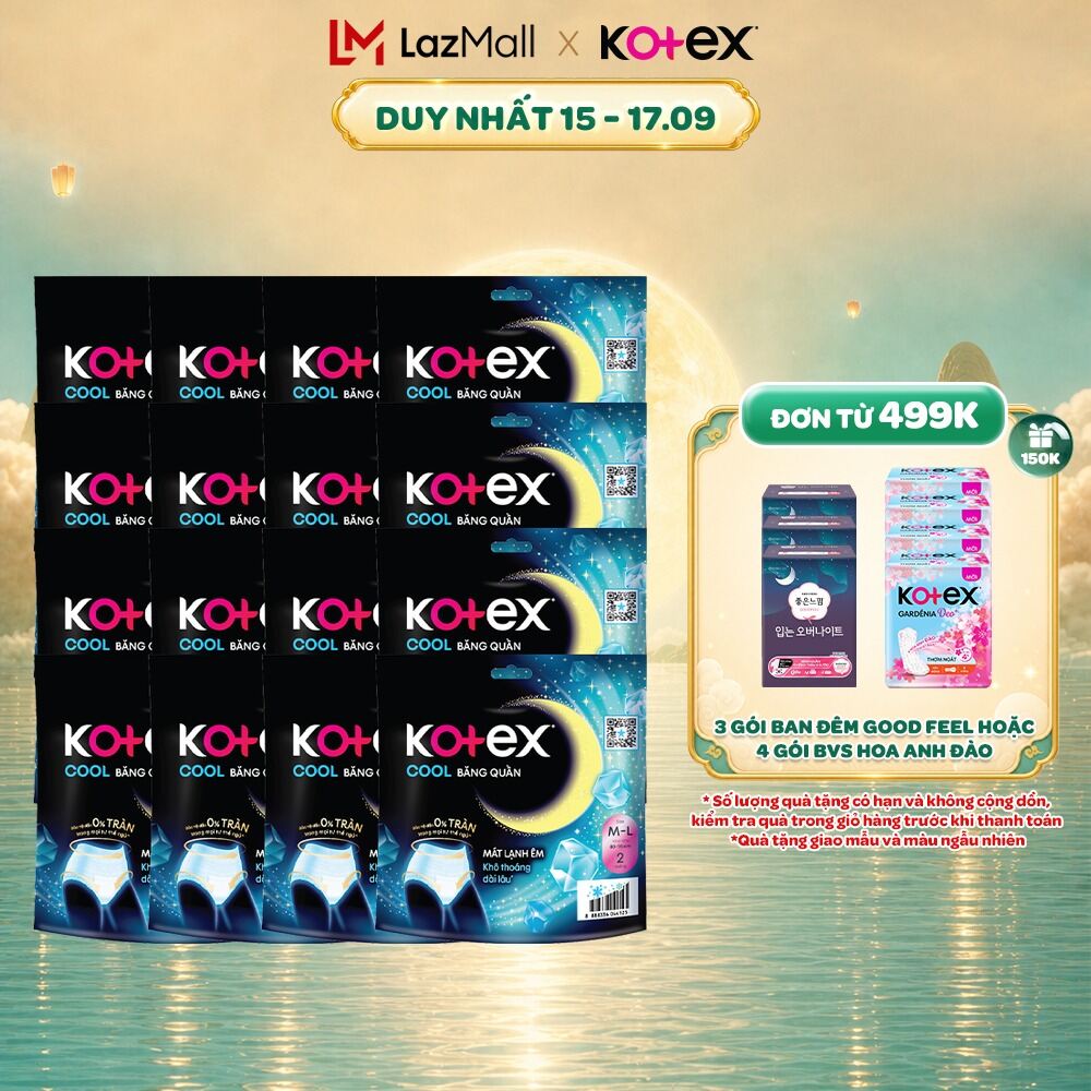 Thùng 16 gói Băng vệ sinh Kotex Dạng Quần Cool cỡ M/L 2 Miếng