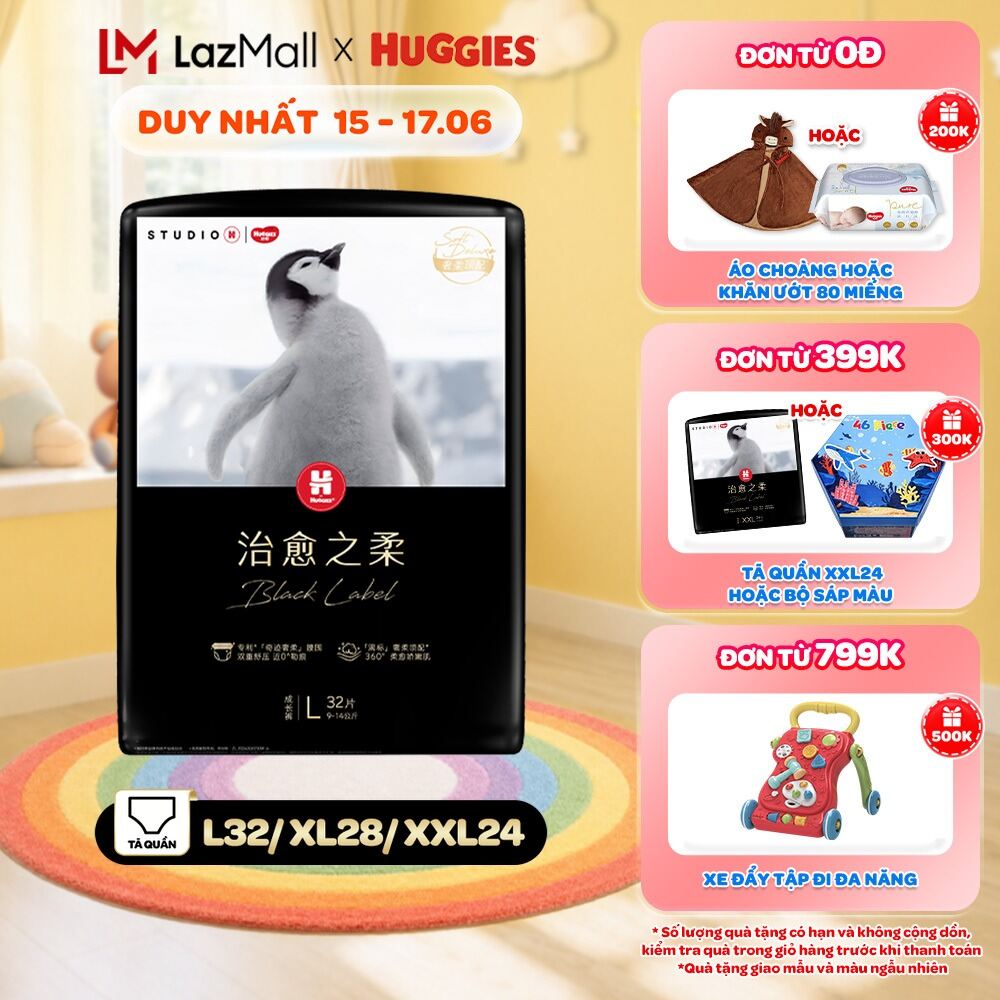 Tã dán/quần Huggies Black Label size M36/L32/XL28/XXL24 miếng