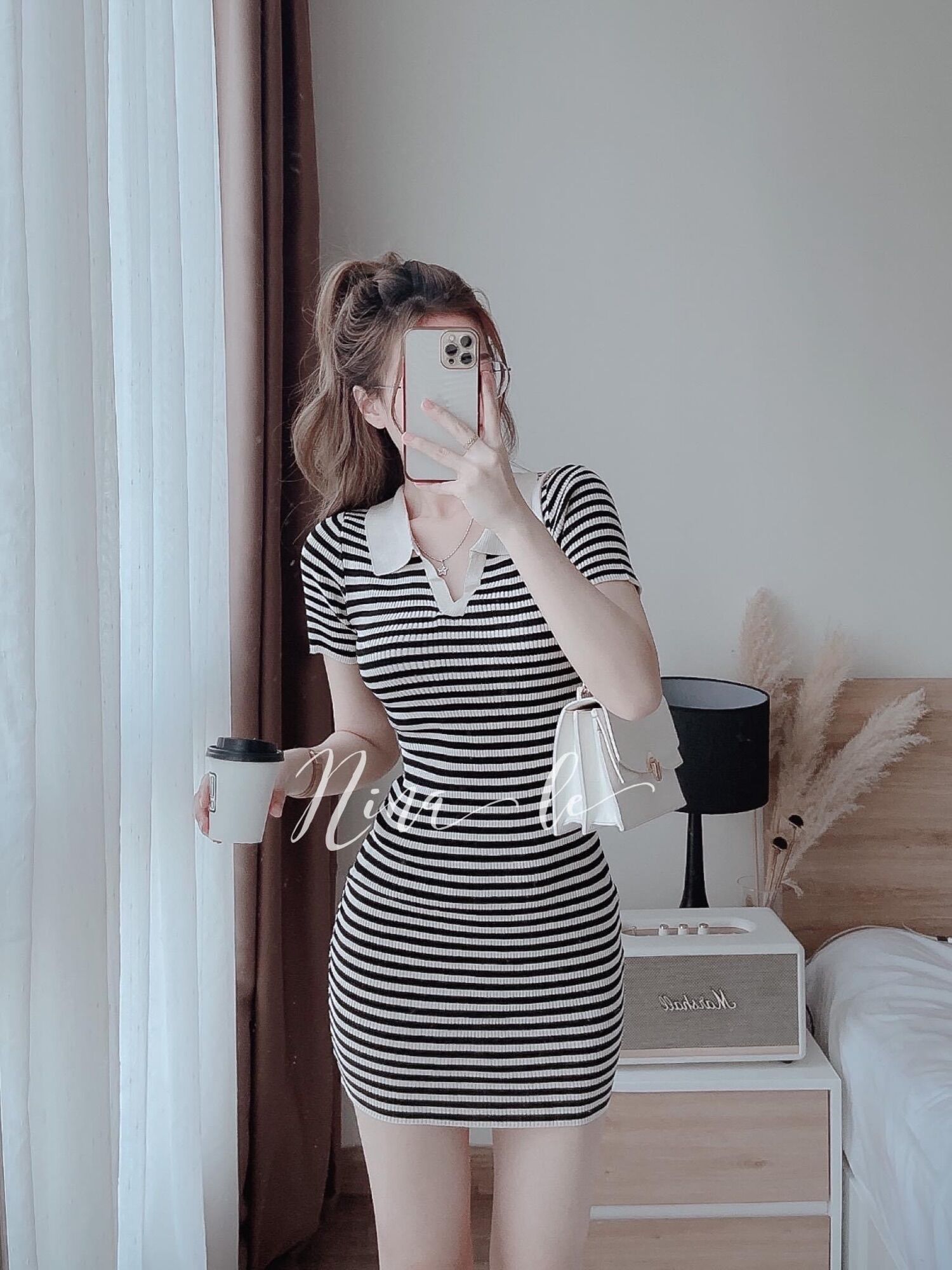 Đầm Thun Gân Tay Ngắn Ôm Body Basic