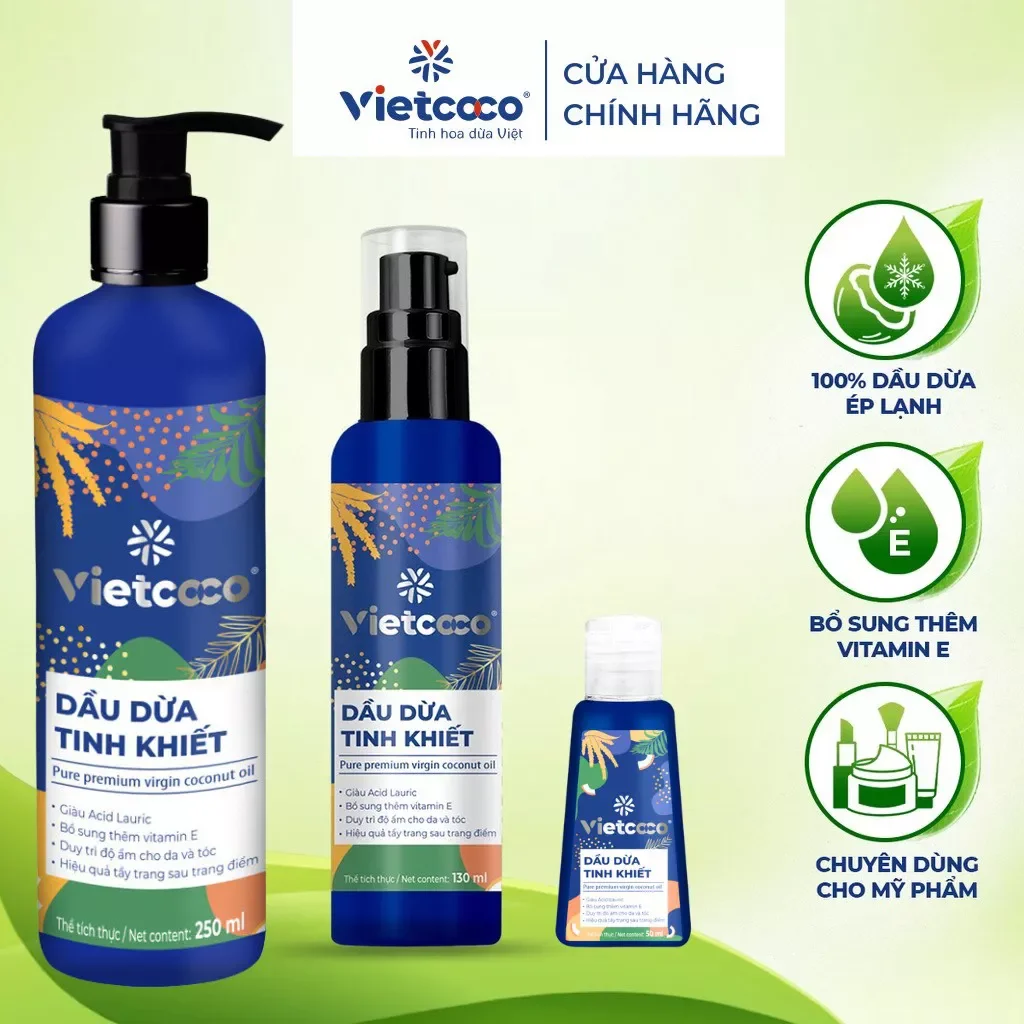 Dầu dừa ép lạnh Vietcoco - Chai vòi 130ml,250ml