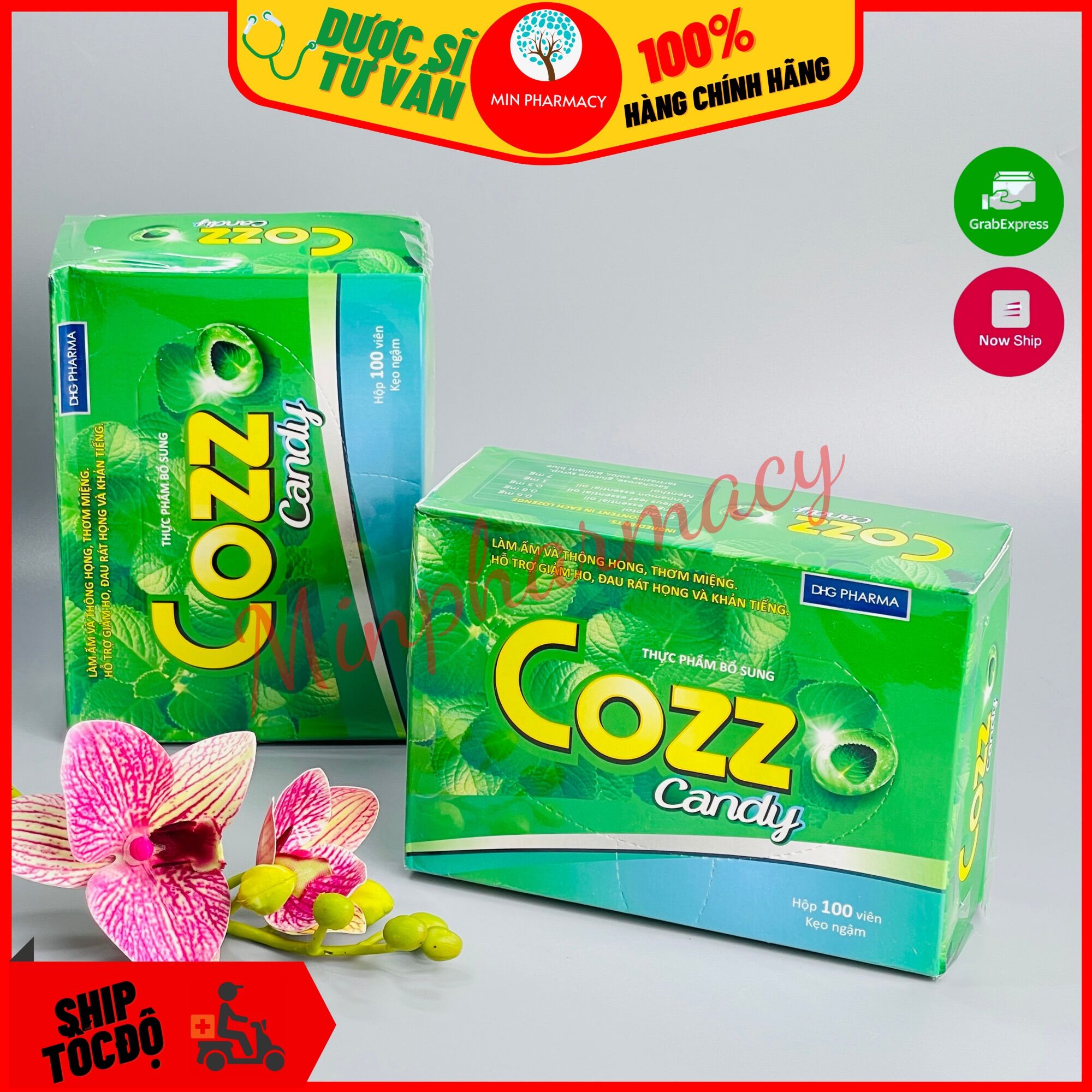 Kẹo ngậm cozz candy dhg pharma hộp 100 viên - minpharmacy