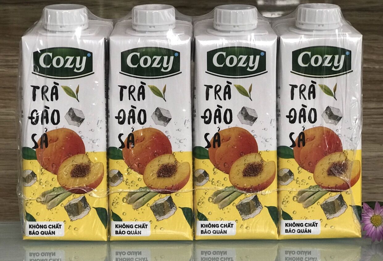 [HCM]1 lốc trà Đào Sả Cozy /4 hộp *225ml