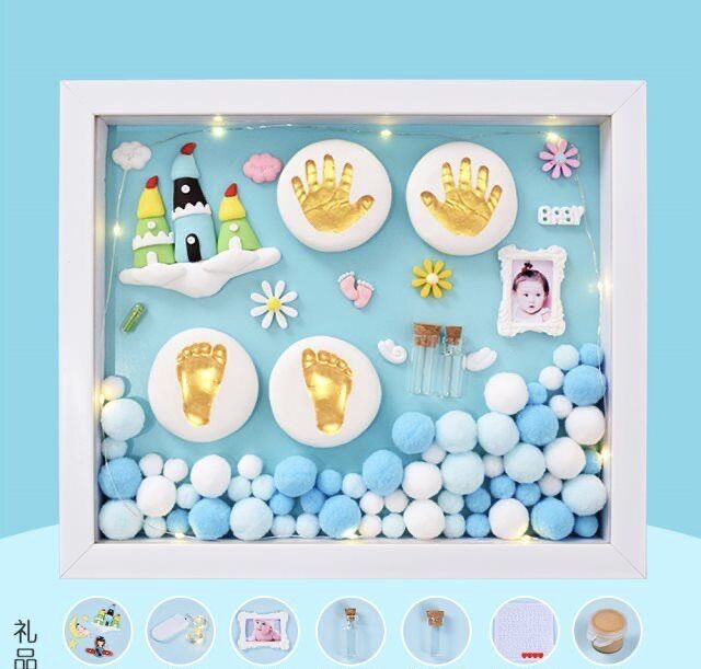 (Inbox gửi ảnh bé) 28x33cm Khung In Dấu Chân Tay Bé